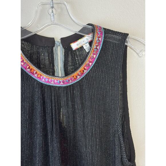 Eri + Ali Size Small Open Back Tie Neck Tassel Gauzy Merletta Top Anthropologie - Picture 2 of 9